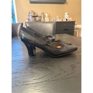 Aerosoles Black Cover Song Faux Leather Mary Jane Heels Comfort Shoes sz 11